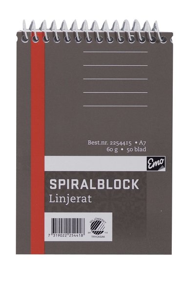 Spiralblock A7 linjerad, Övrigt