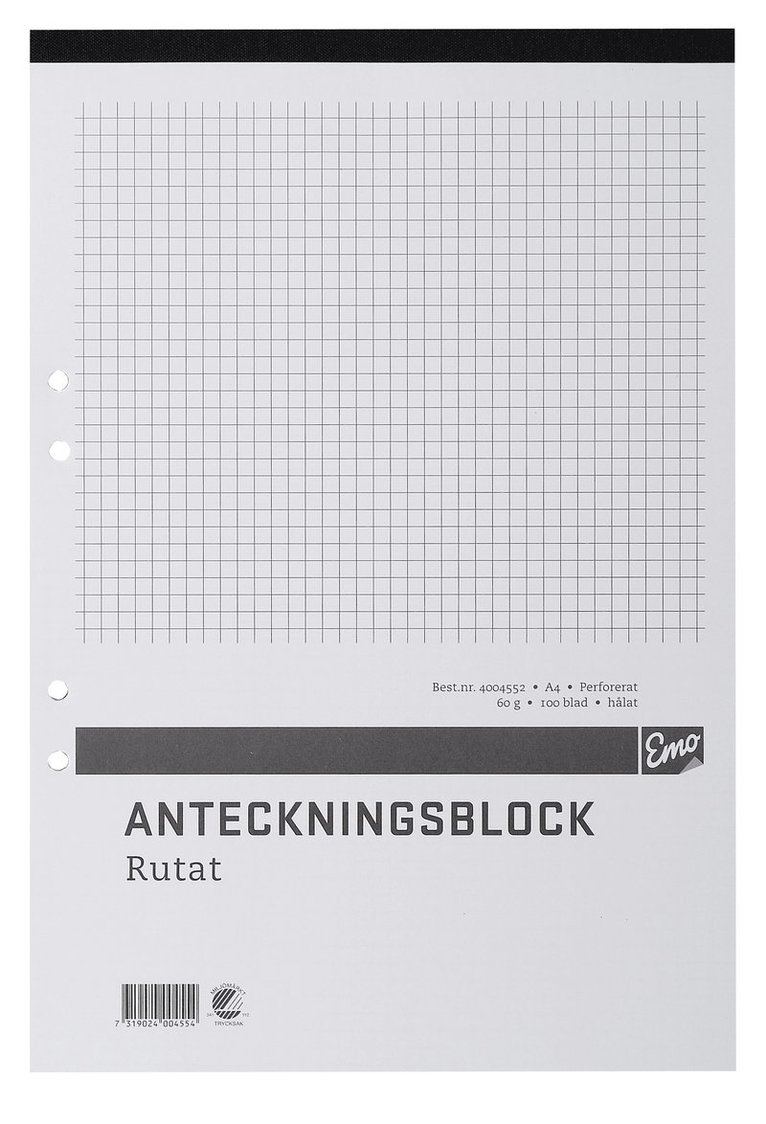 Klammerblock A4 rutad, Övrigt