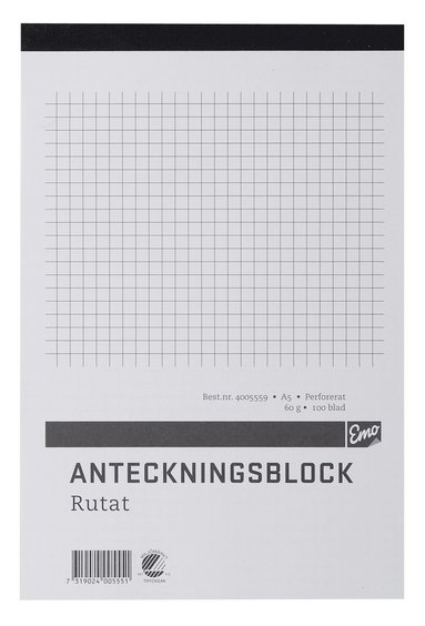 Klammerblock A5 rutad