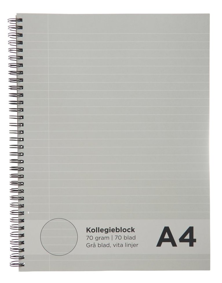 Kollegieblock A4 linjerat - grå inlaga/vita linjer, Övrigt