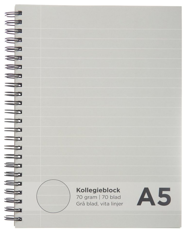 Kollegieblock A5 linjerat - grå inlaga/vita linjer, Övrigt