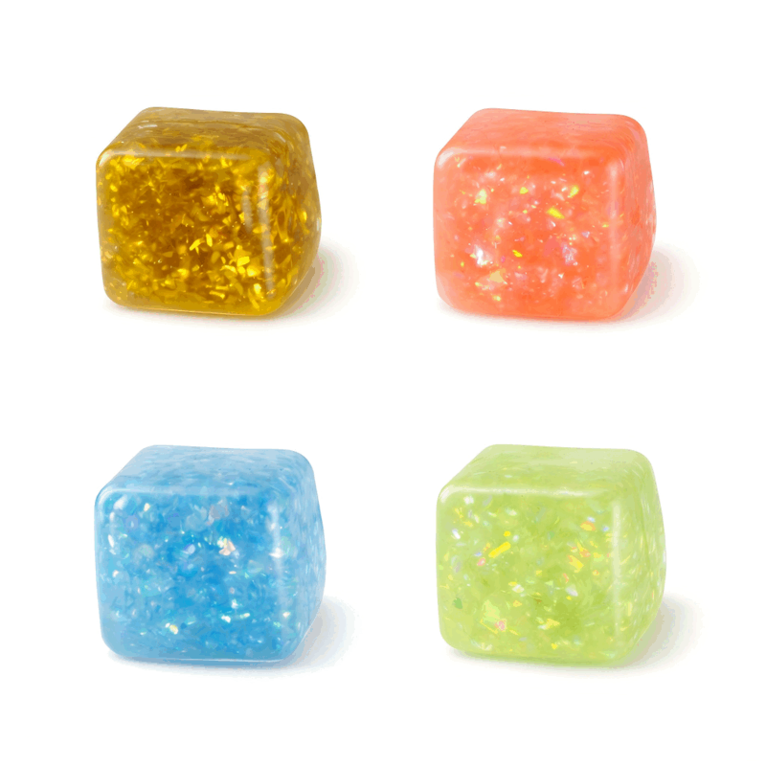 Klämleksak Squishy kub glitter, Övrigt