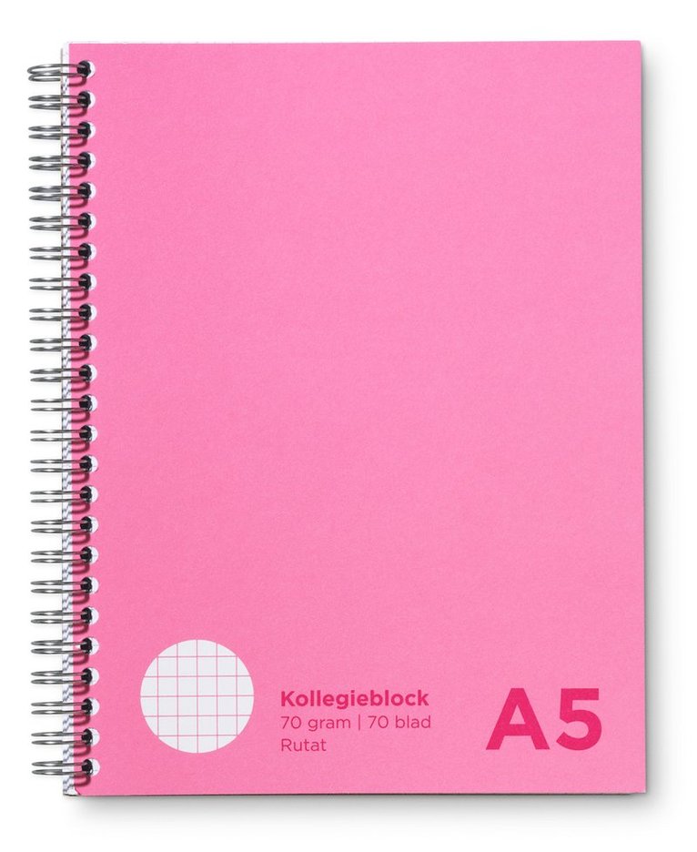Kollegieblock A5 rutat rosa, Övrigt