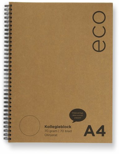 Kollegieblock A4 olinjerat ECO, Övrigt