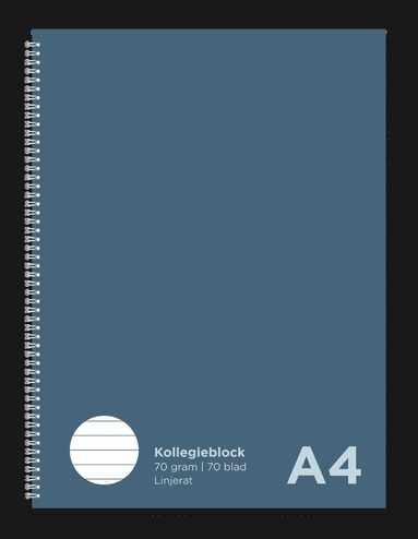 Kollegieblock A4 70g linjerad blå, Övrigt