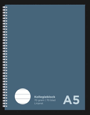 Kollegieblock A5 70g linjerad blå, Övrigt