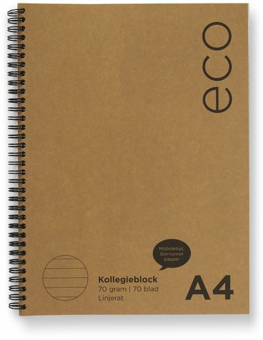 Kollegieblock A4 linjerat ECO, Övrigt