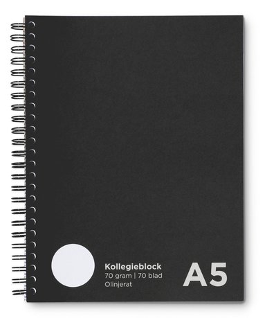 Kollegieblock A5 olinjerat svart, Övrigt