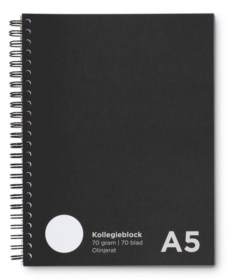 Kollegieblock A5 olinjerat svart, Övrigt