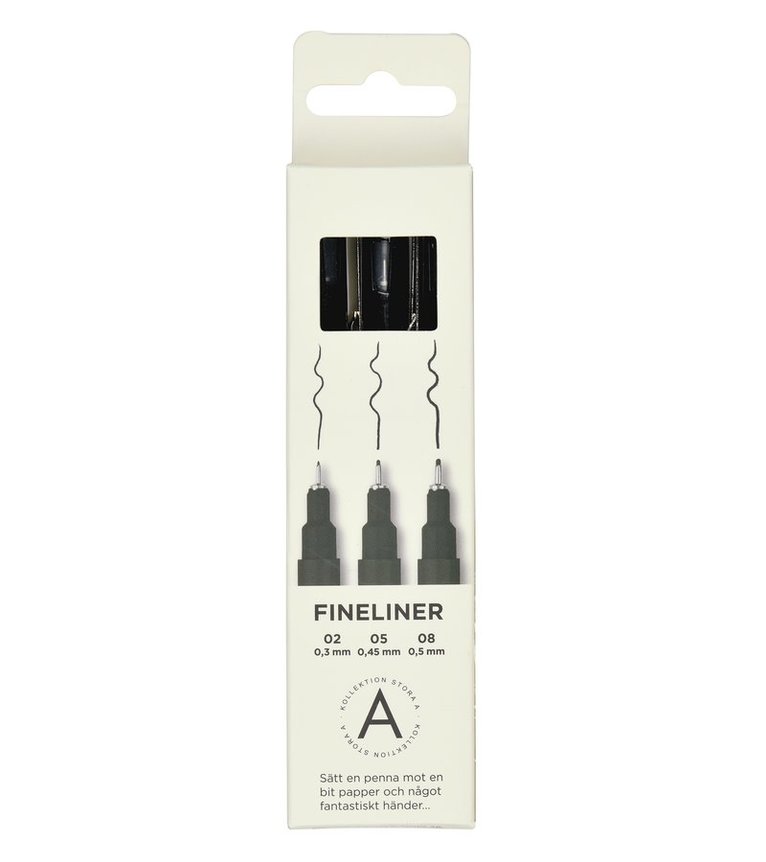 Fineliner 3-pack svart