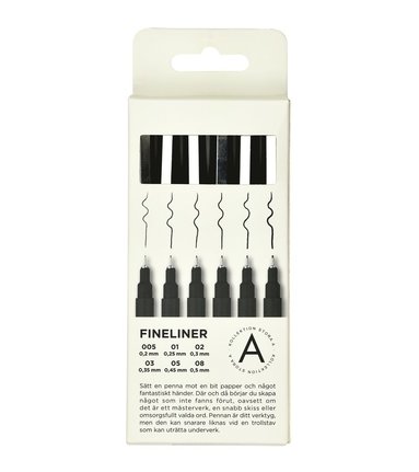 Fineliner 6-pack svart 1