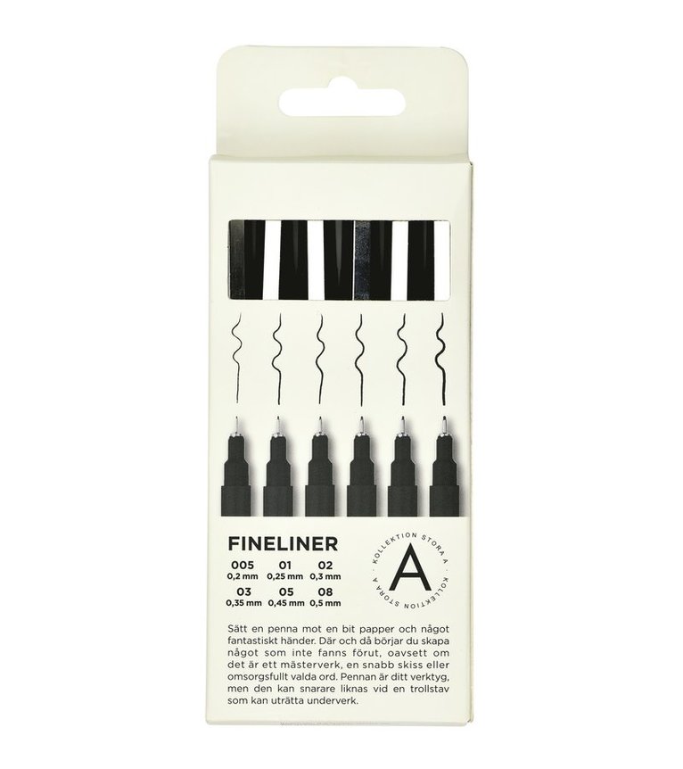 Fineliner 6-pack svart