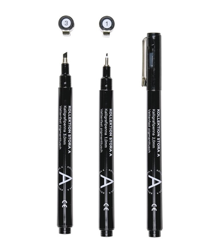 Kalligrafipenna 1/2/3mm svart, Övrigt