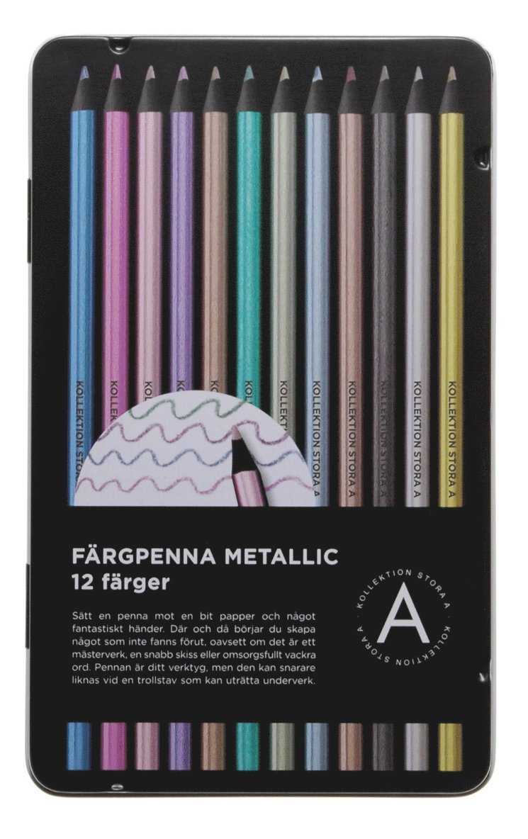 Färgpenna Black Wood 12 metallicfärger, Övrigt