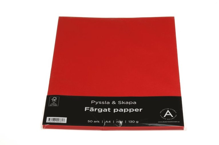 Papper A4 130g 50 ark röd 1