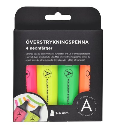 Överstrykningspenna neon 4-pack 1