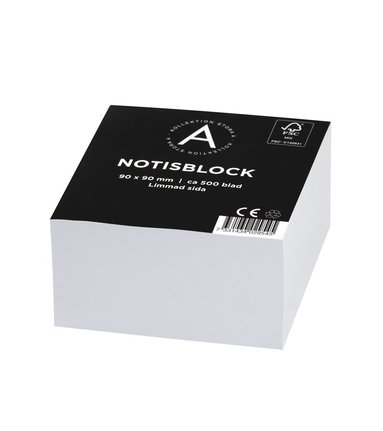 Notisblock 9x9cm limmad vit 1