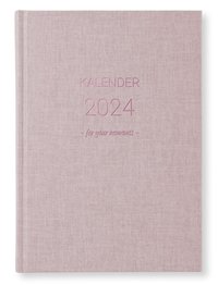 Kalender 2024 A5 Classic Vecka/Sida notes rosa