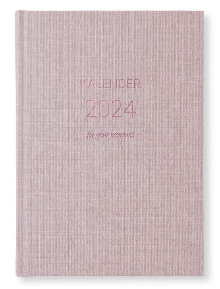 Kalender 2024 A5 Classic Vecka/Sida notes rosa 1