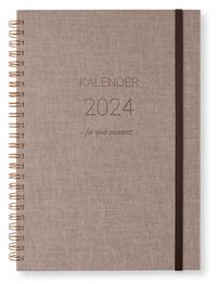 Kalender 2024 A5 Newport Vecka/Sida notes brun