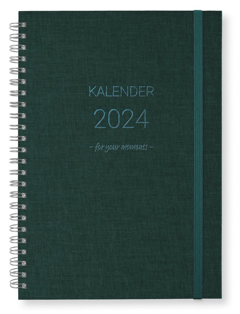 Kalender 2024 A5 Newport Vecka/Sida notes grön 1