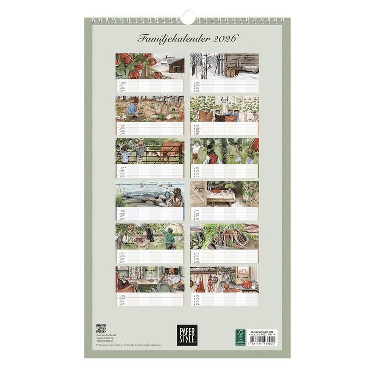 Familjekalender 2026 Design Kajsa Hagelin, Övrigt