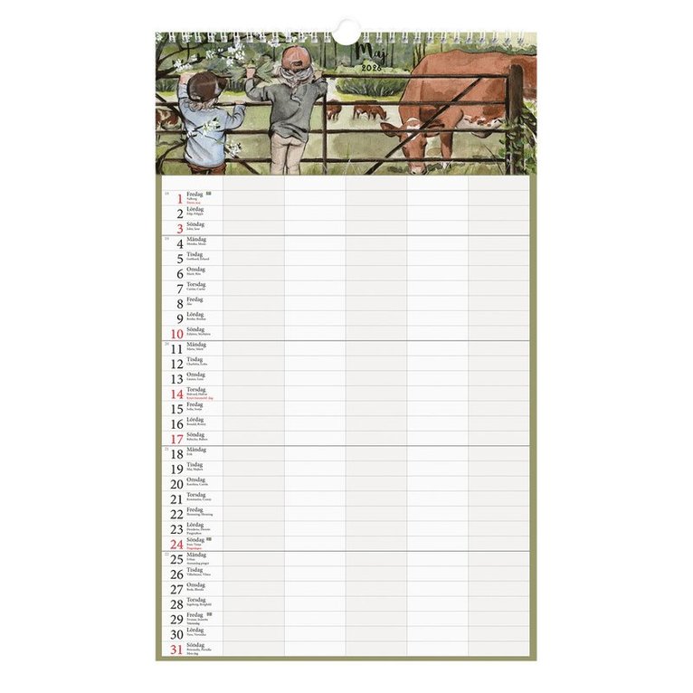 Familjekalender 2026 Design Kajsa Hagelin, Övrigt