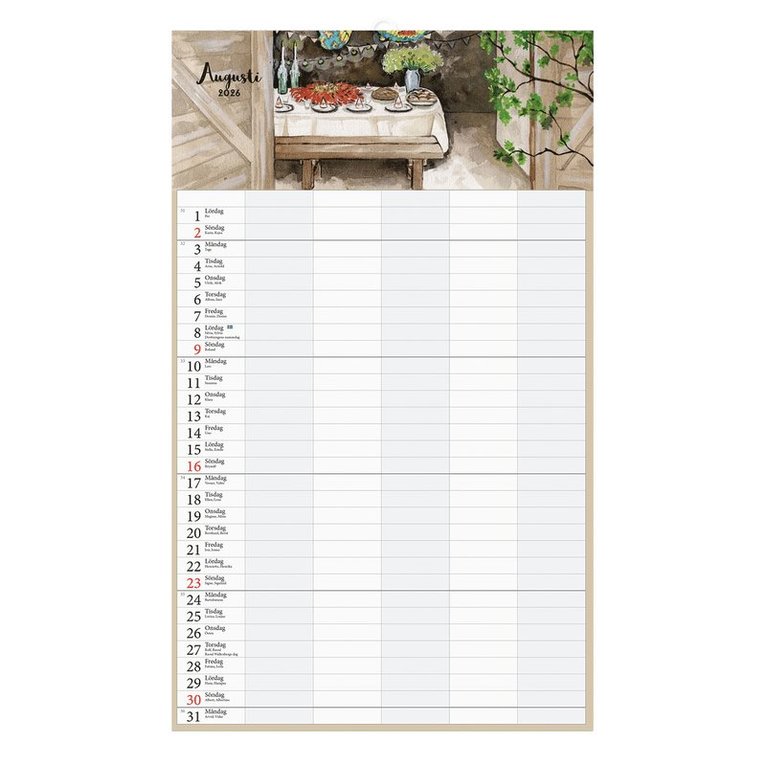 Familjekalender 2026 Design Kajsa Hagelin, Övrigt