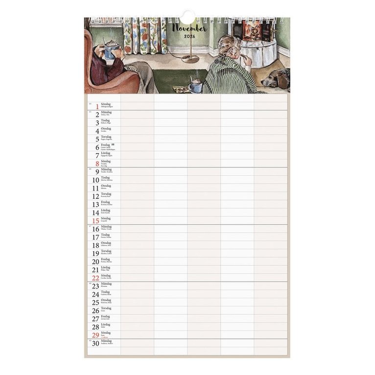 Familjekalender 2026 Design Kajsa Hagelin, Övrigt
