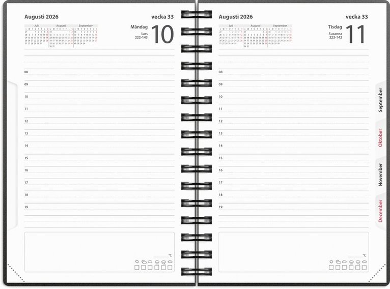 Kalender 2026 Dagbok svart PP-plast, Övrigt