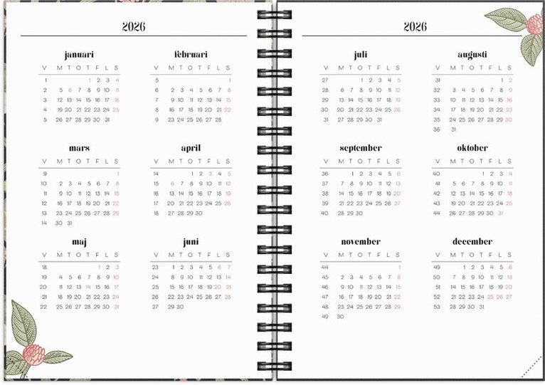 Kalender 2026 Life Planner Floral, Övrigt