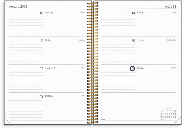 Kalender 2026 Organizer & Notes, Övrigt