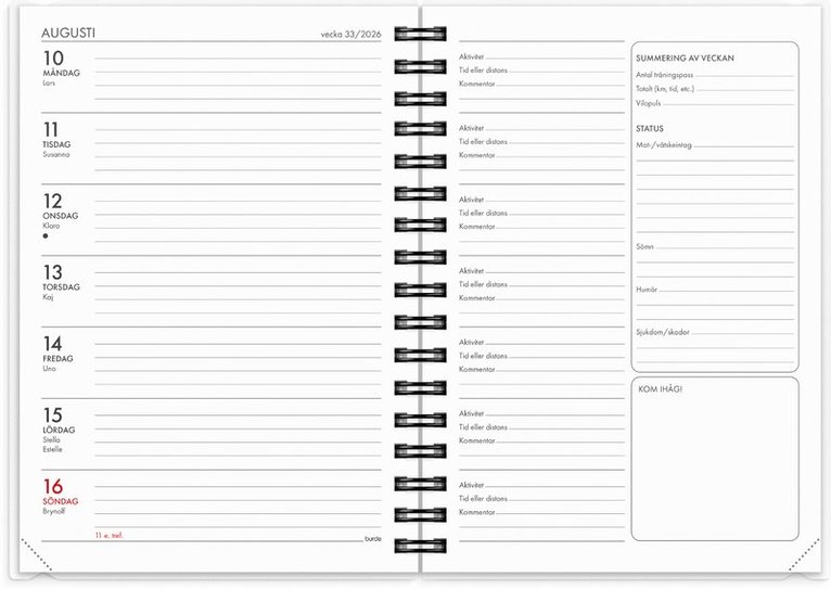 Kalender 2026 Träningskalendern A6 2i1, Övrigt