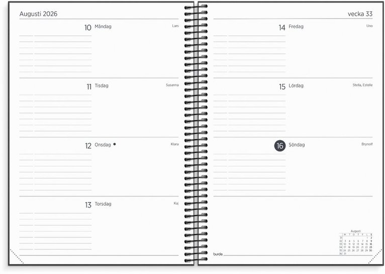 Kalender 2026 Organizer & Notes svart, Övrigt
