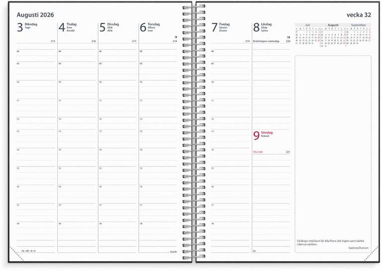 Kalender 2026 Business VIP svart konstläder, Övrigt