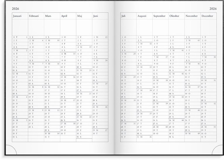Kalender 2026 Företagarkalendern svart konstläder, Övrigt