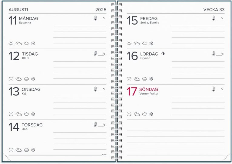 Kalender 2025 XL-kalendern, Övrigt
