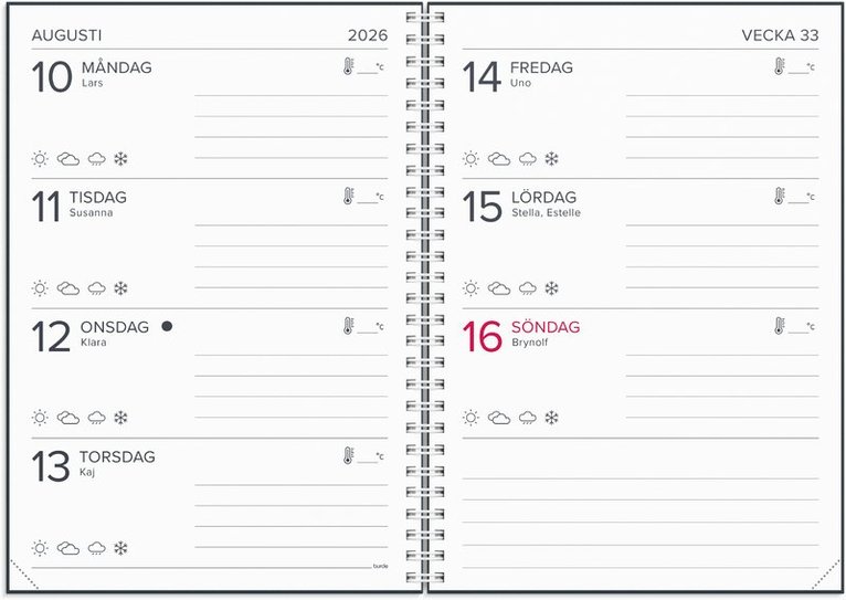 Kalender 2026 XL-kalendern, Övrigt