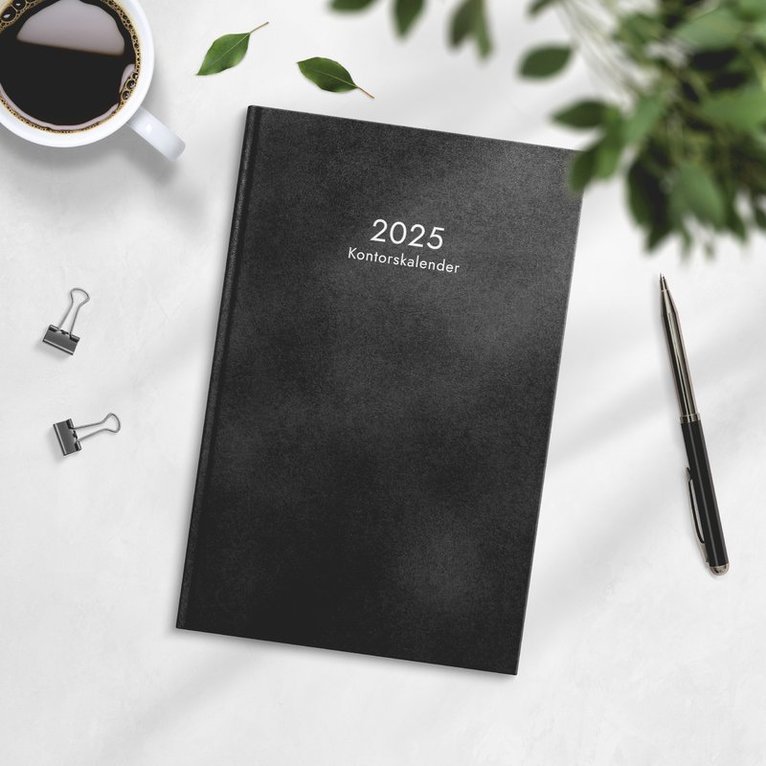 Kalender 2025 Kontorskalender svart konstläder, Övrigt