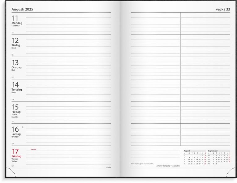 Kalender 2025 Kontorskalender svart konstläder, Övrigt