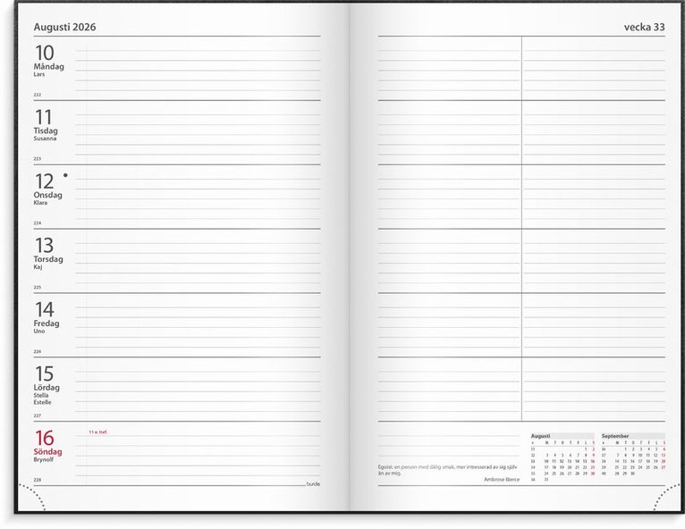 Kalender 2026 Kontorskalender svart konstläder, Övrigt