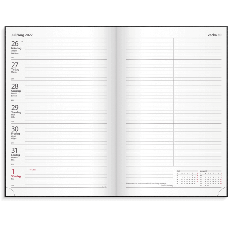 Kontorskalender 2027 svart konstläder, Övrigt