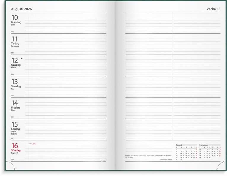 Kalender 2026 Kontorskalender grön, Övrigt
