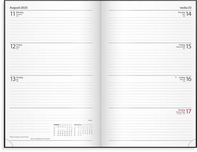 Kalender 2025 Dagbokskalender svart, Övrigt