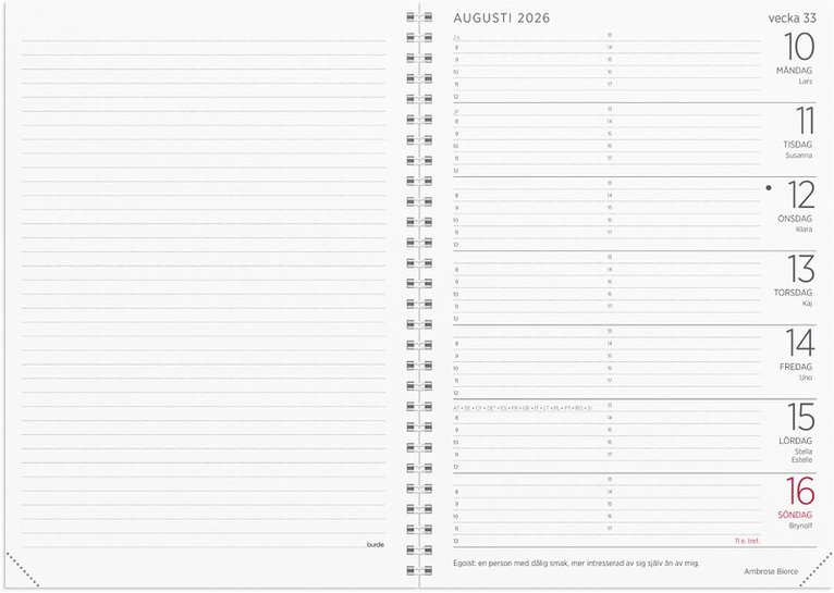 Kalender 2026 Stor Veckokalender refill, Övrigt