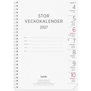 Stor Veckokalender 2027 refill, Övrigt