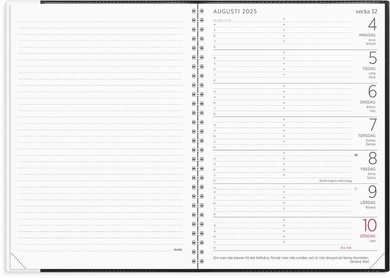 Kalender 2025 Stor Veckokalender svart plast, Övrigt