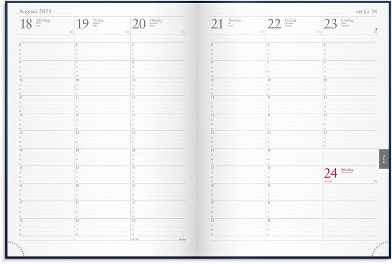 Kalender 2025 Veckojournal konstläder blå, Övrigt