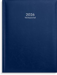 Kalender 2026 Veckojournal blått konstläder
