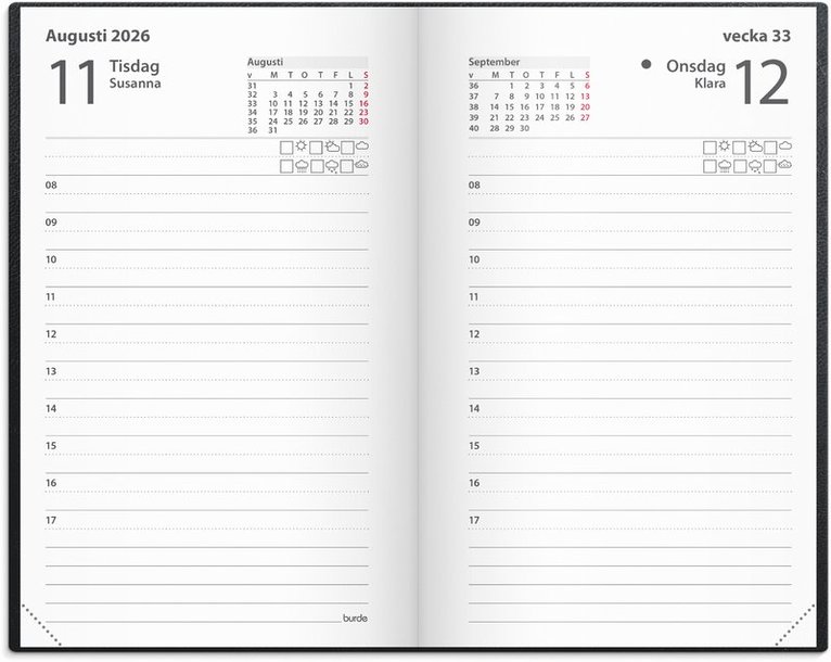 Kalender 2026 Lilla Agendan svart konstläder, Övrigt